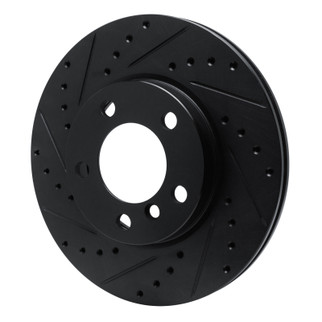R1 11-16 Mini Cooper Paceman Front Left Drilled & Slotted Black Brake Rotor