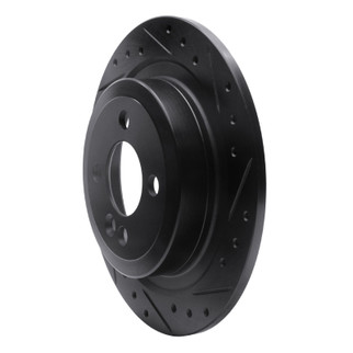 R1 09-14 Mini Cooper (Excl Clubman) Rear Right Drilled & Slotted Black Brake Rotor
