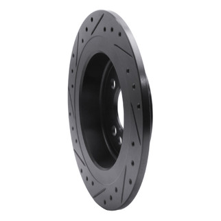 R1 09-14 Mini Cooper (Excl Clubman) Rear Right Drilled & Slotted Black Brake Rotor