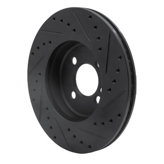 R1 07-15 Mini Cooper Clubman Front Left Drilled & Slotted Black Brake Rotor
