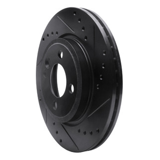 R1 02-08 Mini Cooper (Excl Clubman) Front Right Drilled & Slotted Black Brake Rotor