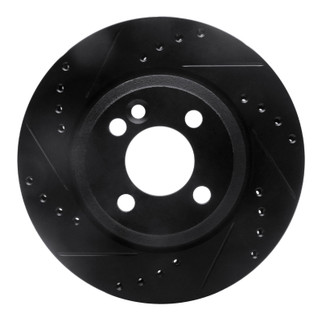 R1 02-08 Mini Cooper (Excl Clubman) Front Left Drilled & Slotted Black Brake Rotor