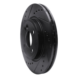 R1 02-08 Mini Cooper (Excl Clubman) Front Left Drilled & Slotted Black Brake Rotor
