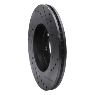 R1 02-08 Mini Cooper (Excl Clubman) Front Left Drilled & Slotted Black Brake Rotor