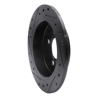 R1 02-15 Mini Cooper (Excl Clubman) Rear Right Drilled & Slotted Black Brake Rotor