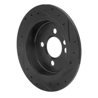 R1 02-15 Mini Cooper (Excl Clubman) Rear Left Drilled & Slotted Black Brake Rotor