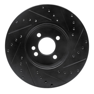 R1 02-06 Mini Cooper (Excl Clubman) Front Left Drilled & Slotted Black Brake Rotor