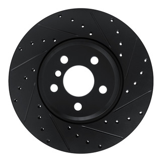 R1 18-25 BMW 330I Front Right Drilled & Slotted Black Brake Rotor