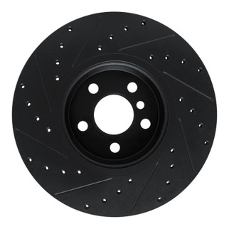 R1 18-25 BMW 330I Front Right Drilled & Slotted Black Brake Rotor