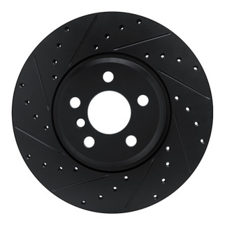 R1 18-25 BMW 430I xDrive Gran Coupe Front Left Drilled & Slotted Black Brake Rotor