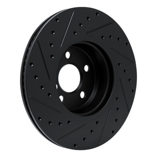 R1 18-25 BMW 430I xDrive Gran Coupe Front Left Drilled & Slotted Black Brake Rotor