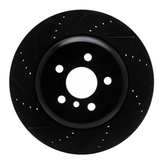 R1 17-25 BMW 430I Right Rear Drilled & Slotted Black Brake Rotor