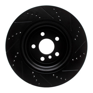 R1 17-25 BMW 430I Right Rear Drilled & Slotted Black Brake Rotor