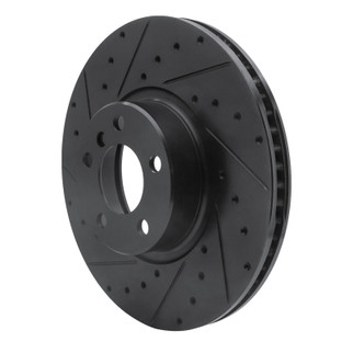 R1 16-18 BMW X4 Left Front Drilled & Slotted Black Brake Rotor