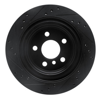 R1 16-26 BMW 228I Gran Coupe Rear Right Drilled & Slotted Black Brake Rotor
