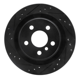 R1 16-26 BMW 228I Gran Coupe Rear Left Drilled & Slotted Black Brake Rotor