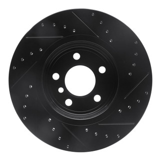 R1 04-10 BMW X3 Front Left Drilled & Slotted Black Brake Rotor