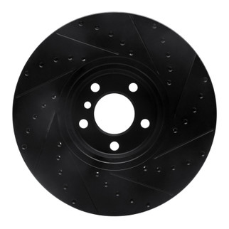 R1 02-06 BMW X5 Front Left Drilled & Slotted Black Brake Rotor