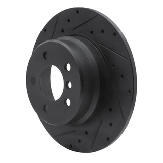 R1 00-06 BMW X5 Rear Left Drilled & Slotted Black Brake Rotor
