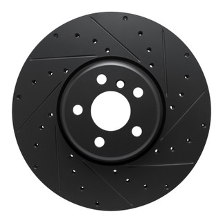 R1 16-25 BMW 330e Left Front Drilled & Slotted Black Brake Rotor