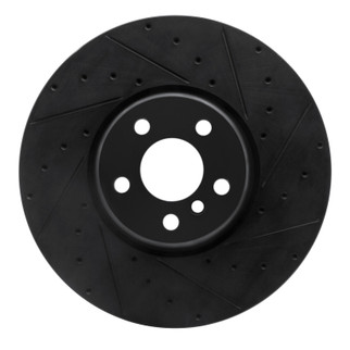 R1 16-25 BMW 230I xDrive Right Front Drilled & Slotted Black Brake Rotor