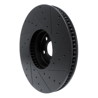 R1 16-25 BMW i5 Left Front Drilled & Slotted Black Brake Rotor