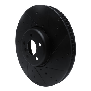 R1 16-25 BMW i7 Right Front Drilled & Slotted Black Brake Rotor