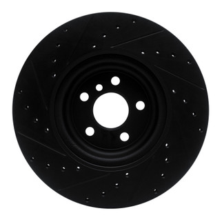 R1 16-25 BMW 330e Rear Right Drilled & Slotted Black Brake Rotor