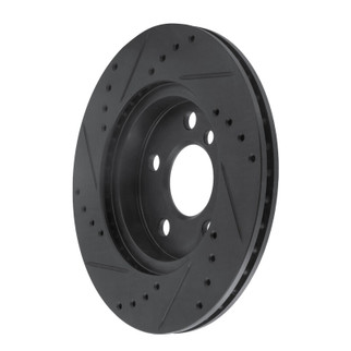 R1 14-21 BMW i3 Front Right Drilled & Slotted Black Brake Rotor