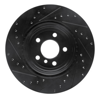 R1 12-20 BMW 335I GT xDrive Rear Right Drilled & Slotted Black Brake Rotor