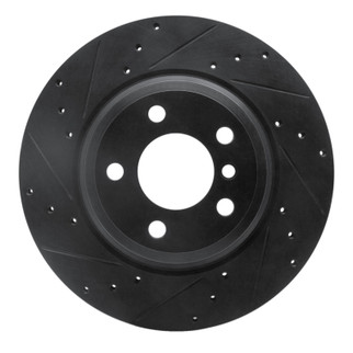 R1 12-20 BMW 330I Rear Left Drilled & Slotted Black Brake Rotor
