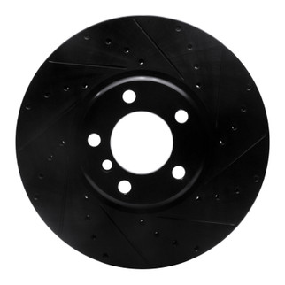R1 12-21 BMW 440I Gran Coupe Front Right Drilled & Slotted Black Brake Rotor
