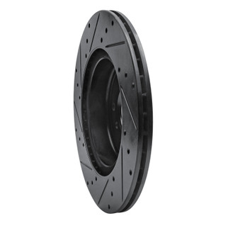 R1 11-16 BMW Z4 Rear Right Drilled & Slotted Black Brake Rotor