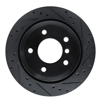R1 09-16 BMW Z4 Rear Right Drilled & Slotted Black Brake Rotor