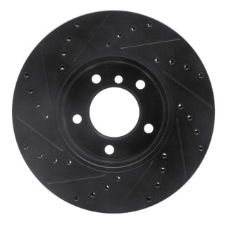 R1 06-13 BMW 325I (USA/Canada) Front Right Drilled & Slotted Black Brake Rotor
