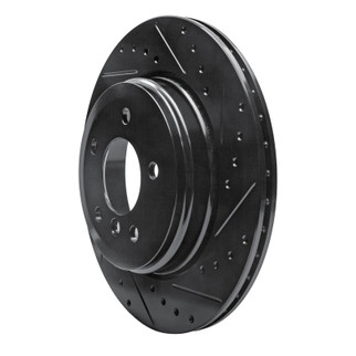 R1 04-10 BMW 530I Rear Right Drilled & Slotted Black Brake Rotor