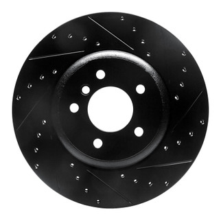 R1 04-10 BMW 650I Convertible Rear Right Drilled & Slotted Black Brake Rotor