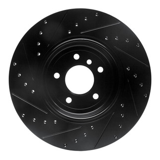 R1 04-10 BMW 650I Convertible Rear Right Drilled & Slotted Black Brake Rotor