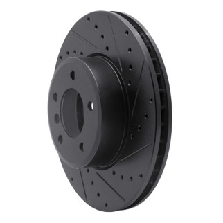 R1 04-10 BMW 528I xDrive Front Right Drilled & Slotted Black Brake Rotor