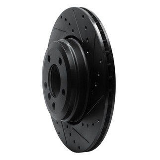 R1 02-05 BMW 745LI Rear Right Drilled & Slotted Black Brake Rotor