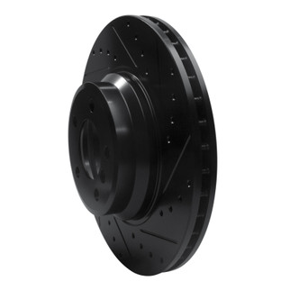 R1 02-08 BMW 760LI Front Right Drilled & Slotted Black Brake Rotor