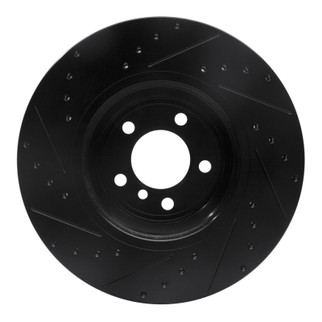 R1 02-08 BMW 760LI Front Right Drilled & Slotted Black Brake Rotor