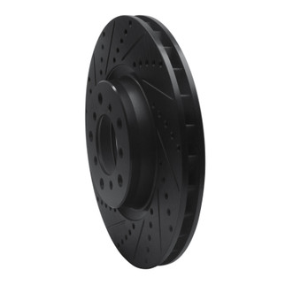 R1 01-06 BMW M3 Right Front Drilled & Slotted Black Brake Rotor