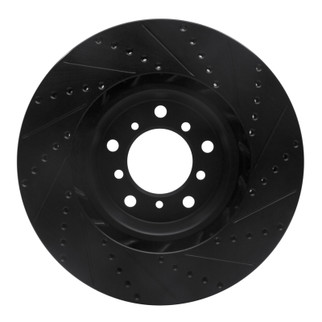R1 01-06 BMW M3 Right Front Drilled & Slotted Black Brake Rotor