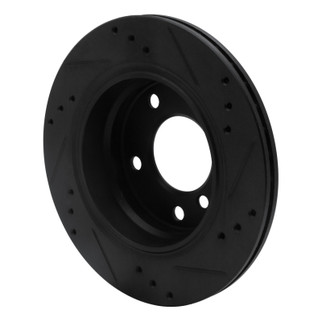 R1 96-05 BMW 323I Rear Left Drilled & Slotted Black Brake Rotor
