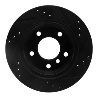 R1 96-05 BMW 323I Rear Left Drilled & Slotted Black Brake Rotor
