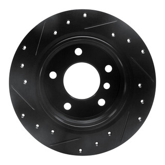 R1 95-99 BMW 318TI Rear Right Drilled & Slotted Black Brake Rotor