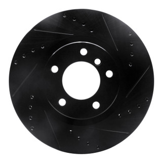 R1 95-02 BMW M3 Left Front Drilled & Slotted Black Brake Rotor