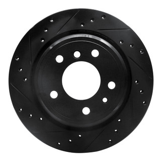 R1 91-95 BMW 540I Rear Left Drilled & Slotted Black Brake Rotor