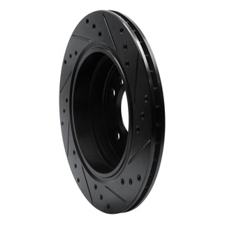 R1 91-95 BMW 540I Rear Left Drilled & Slotted Black Brake Rotor